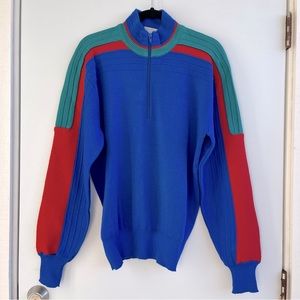 Meister Vintage  1/4 Zip Wool Blend Knitted Sweater Size L
